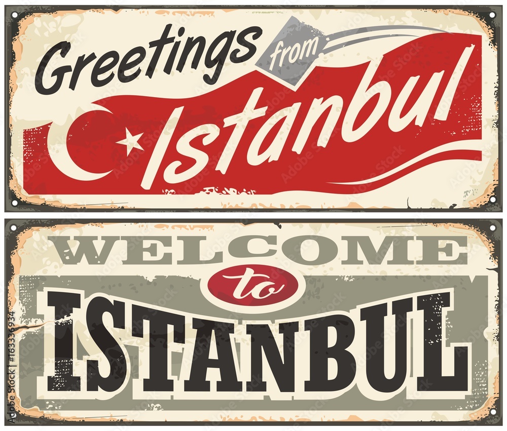 Plakat Pozdrowienia ze Stambułu. Witamy w Stambule.