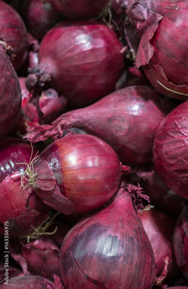 Fresh red sweet onion grown in the village.