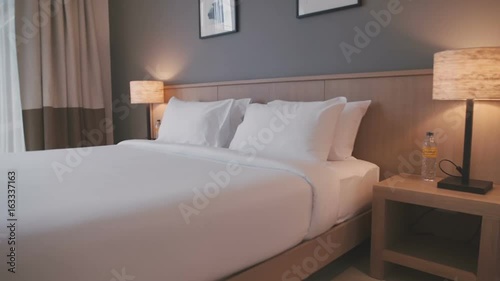 Double bed in the room close up