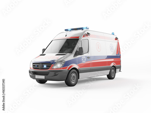 Ambulance emergency on a white background. 3D rendering