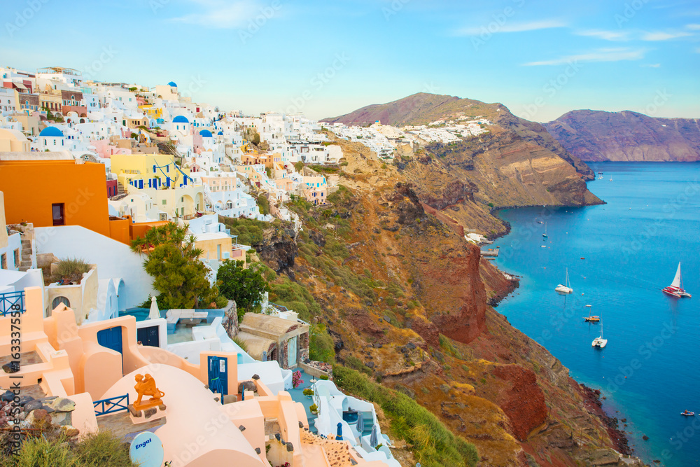 Fototapeta premium Colorful houses of Santorini, Greece