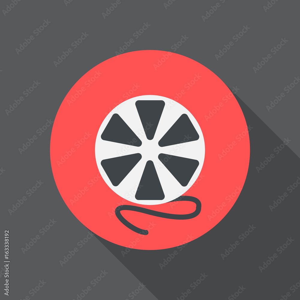 Cinema flat icon. Round colorful button, Film reel circular vector sign, logo illustration. Flat style design Cinema flat icon. Round colorful button, Film reel circular vector sign, logo illustration. Flat style design