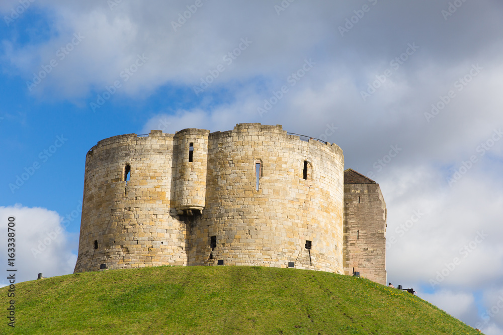 York England, UK Clifford`s Tower tourist attraction 13th century medieval castle 
