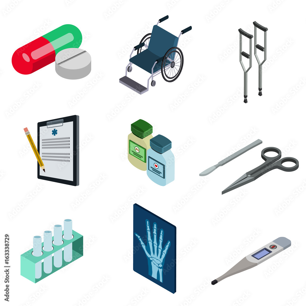 medicine icon isometric set medicine icon isometric set