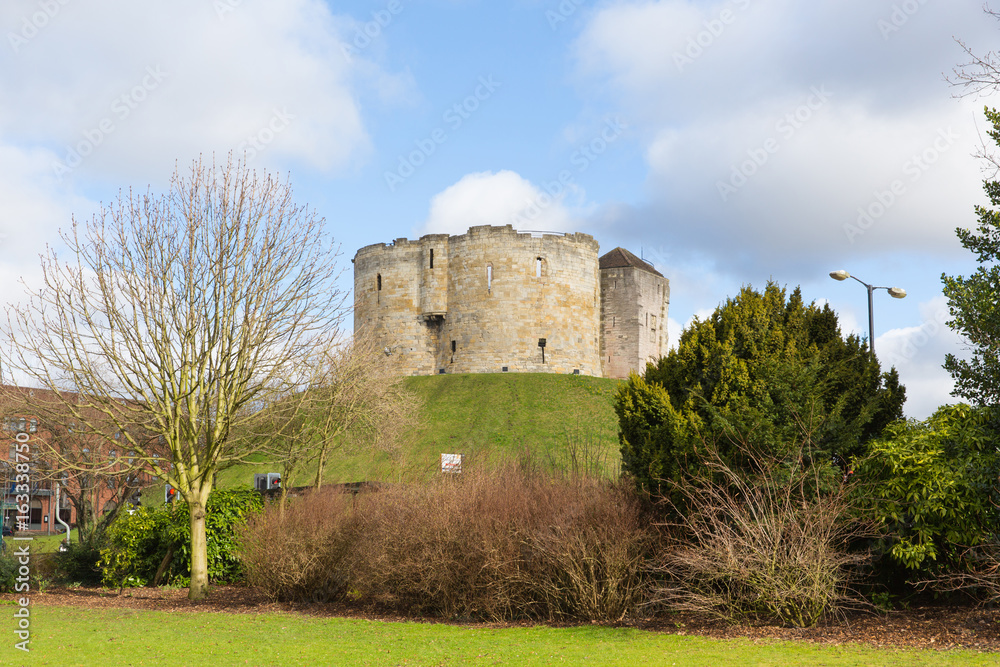 York Yorkshire, UK Clifford`s Tower tourist attraction 13th century medieval castle 
