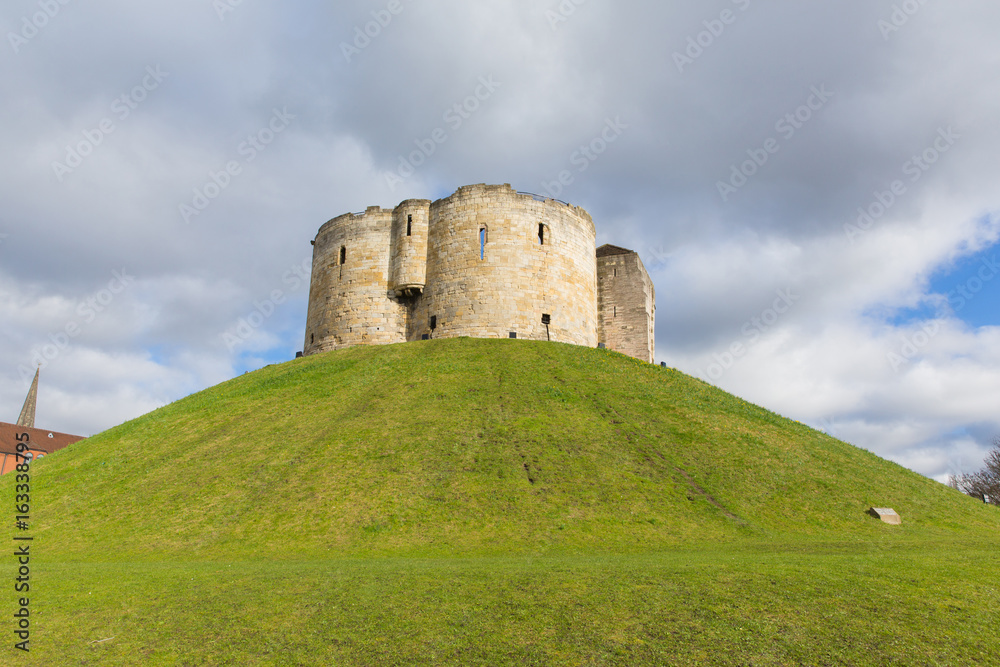 York UK Clifford`s Tower tourist attraction 13th century medieval castle 
