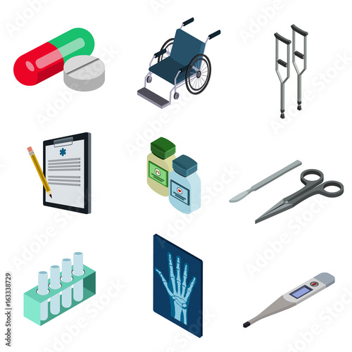 medicine icon isometric set