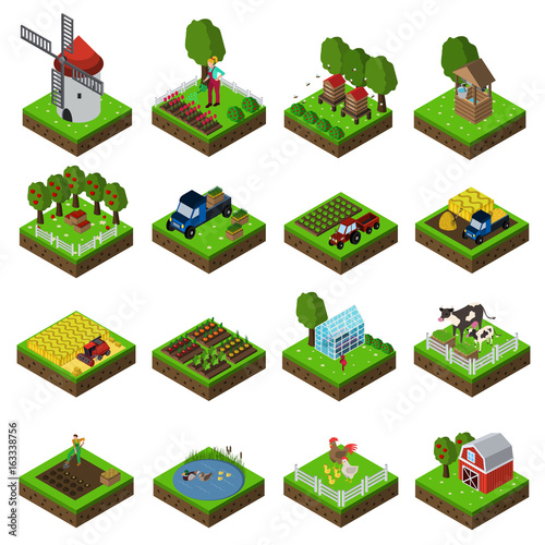 farm flat icon set