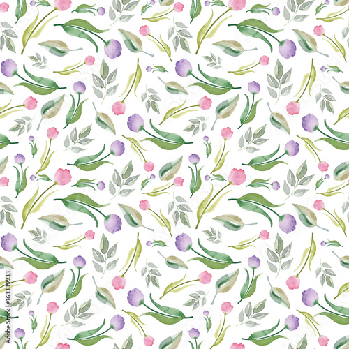 Watercolor seamless pattern with tulips. Watercolor tulip background. Spring texture. © switzergirl2015