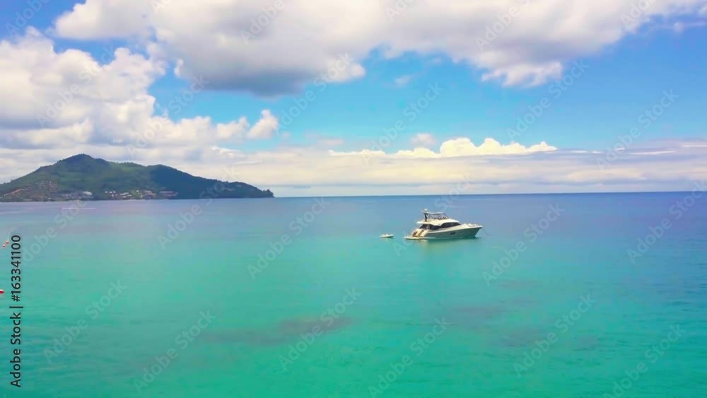 Aerial View of Speed Boat  In The Summer Sea In Thailand