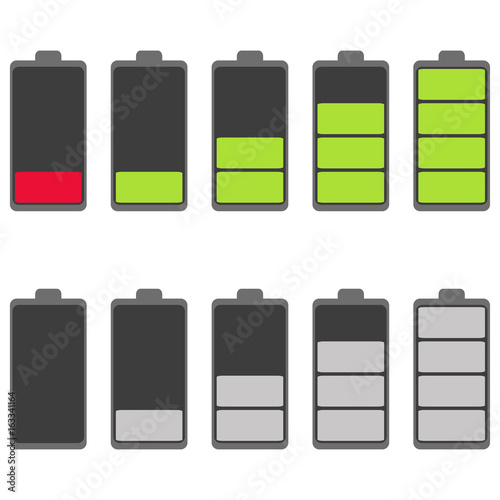 Battery icon vector set isolated on white background