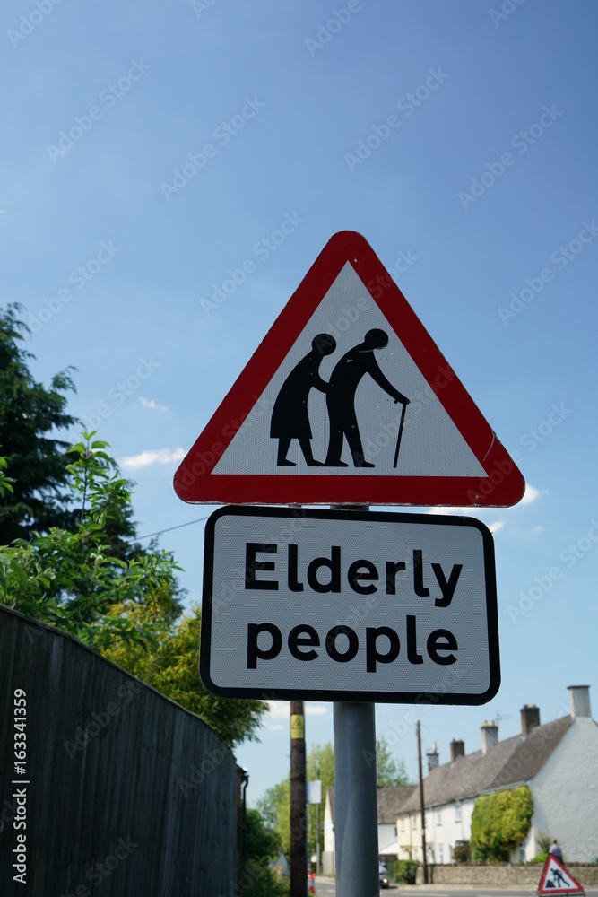 Elderly people road sign in English village