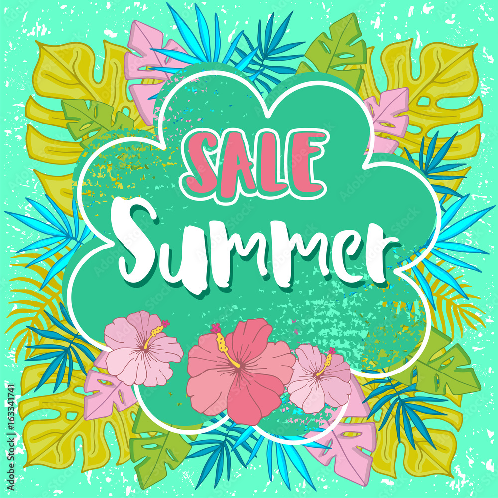 Summer sale background with tropical palm leaves_2