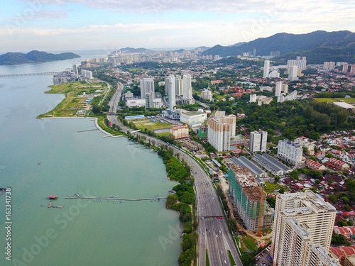 Aerial view from the drone,above the Penang,Malaysia