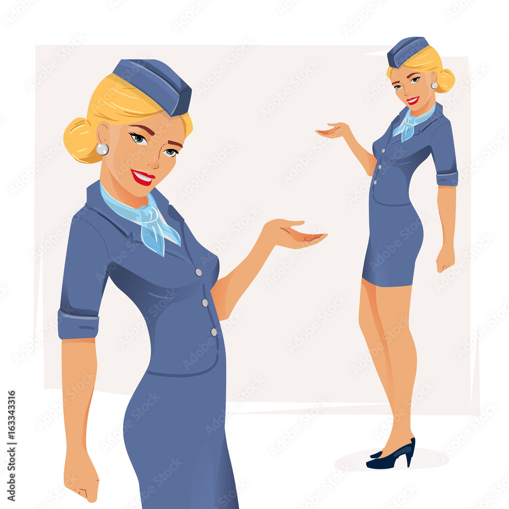 Obraz premium illustration of smiling stewardess