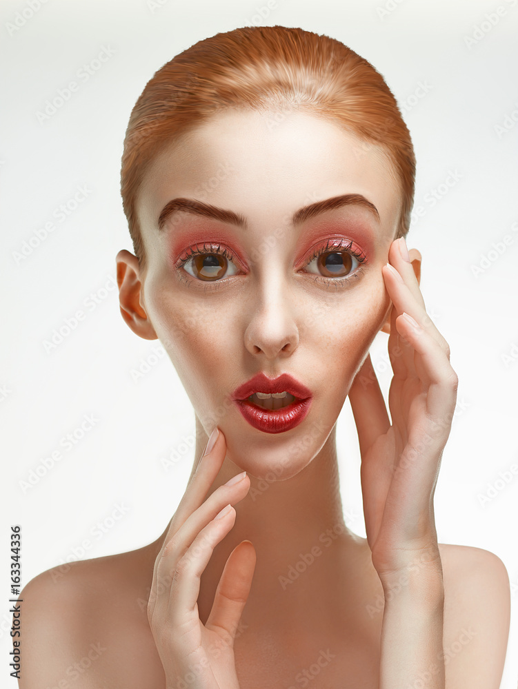 A caricature portrait of a red-haired girl A caricature portrait of a red-haired girl