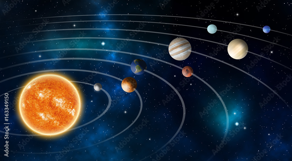 Naklejka premium Solar system model, Elements of this image furnished by NASA.