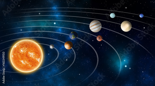 Solar system model, Elements of this image furnished by NASA. photo