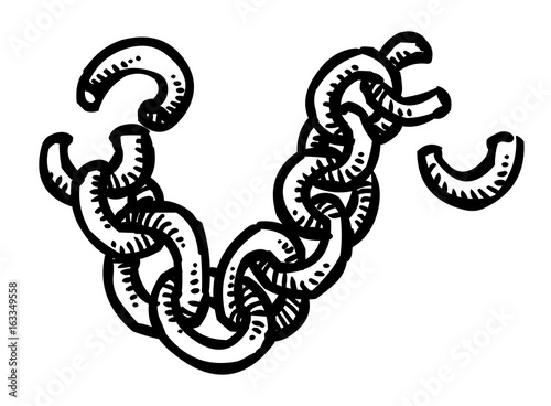Cartoon image of Chain Icon. Connection symbol. An artistic freehand picture.