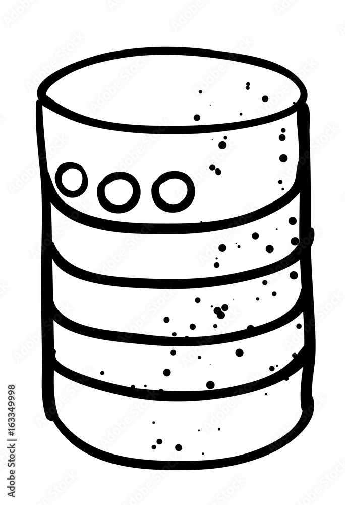 Cartoon image of Database Icon. An artistic freehand picture.