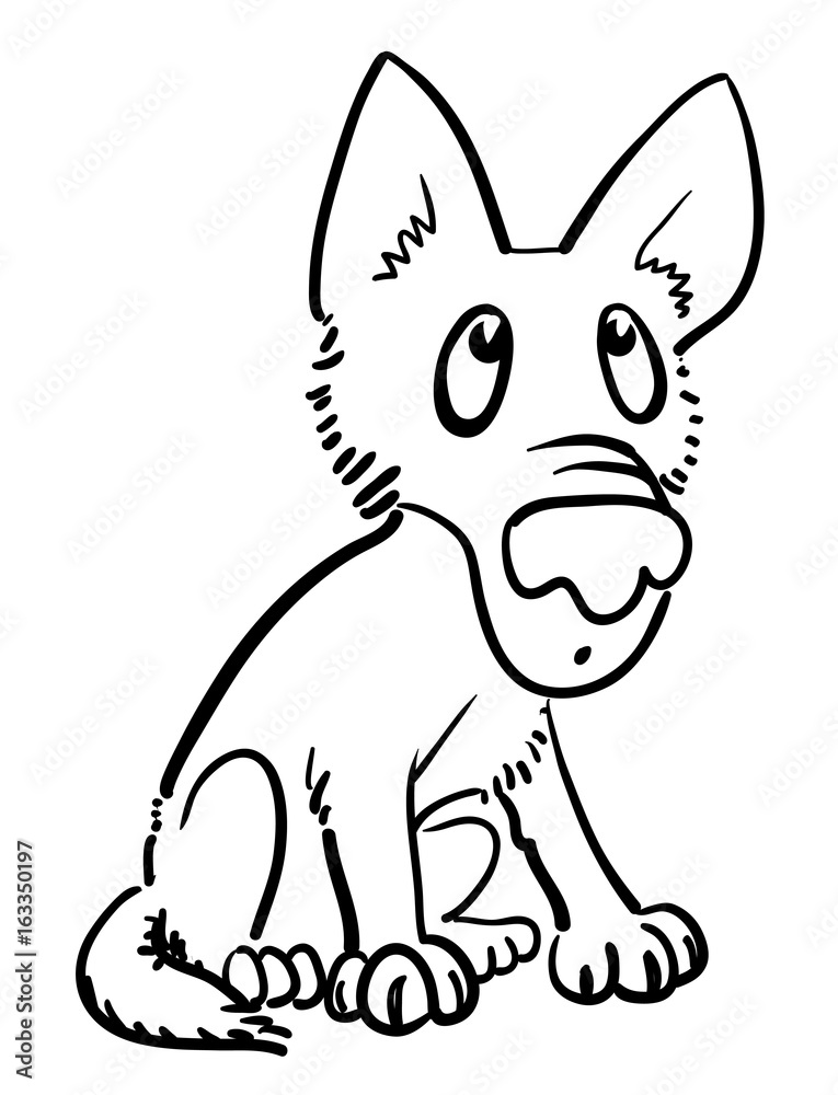 Cartoon image of dog. An artistic freehand picture.