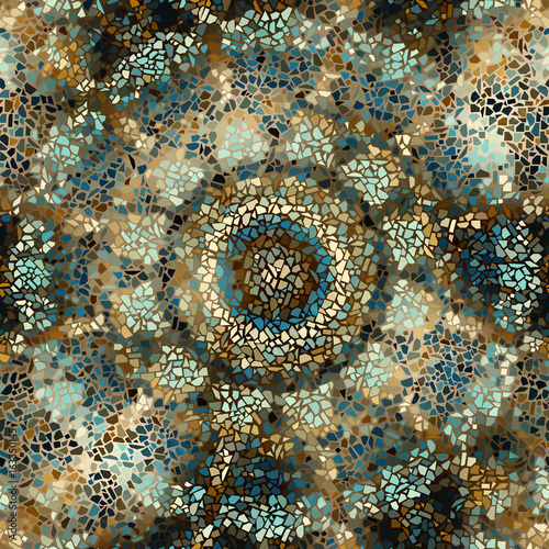 Fototapeta Naklejka Na Ścianę i Meble -  Seamless background pattern. Decorative geometric mosaic art pattern on blur background.