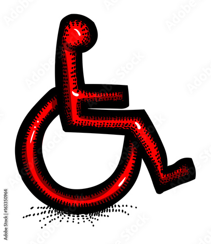 Cartoon image of Handicap Icon. Accessibility symbol. An artistic freehand picture.