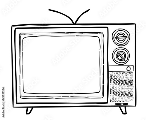 Cartoon image of Tv Icon. Television symbol. An artistic freehand picture.