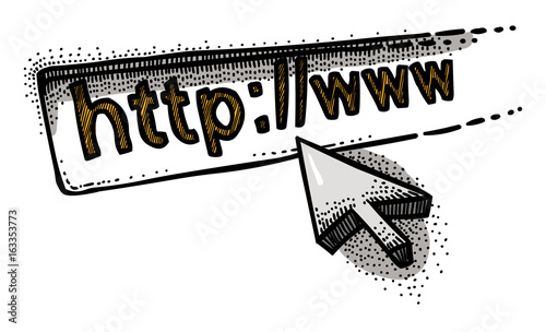 Cartoon image of Website Icon. Go to web pictogram. Internet symbol. An artistic freehand picture.