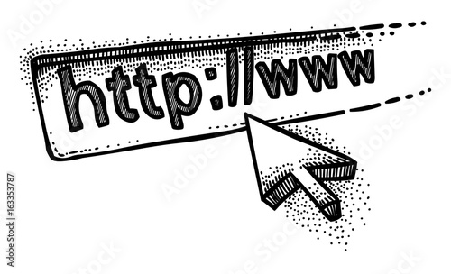 Cartoon image of Website Icon. Go to web pictogram. Internet symbol. An artistic freehand picture.