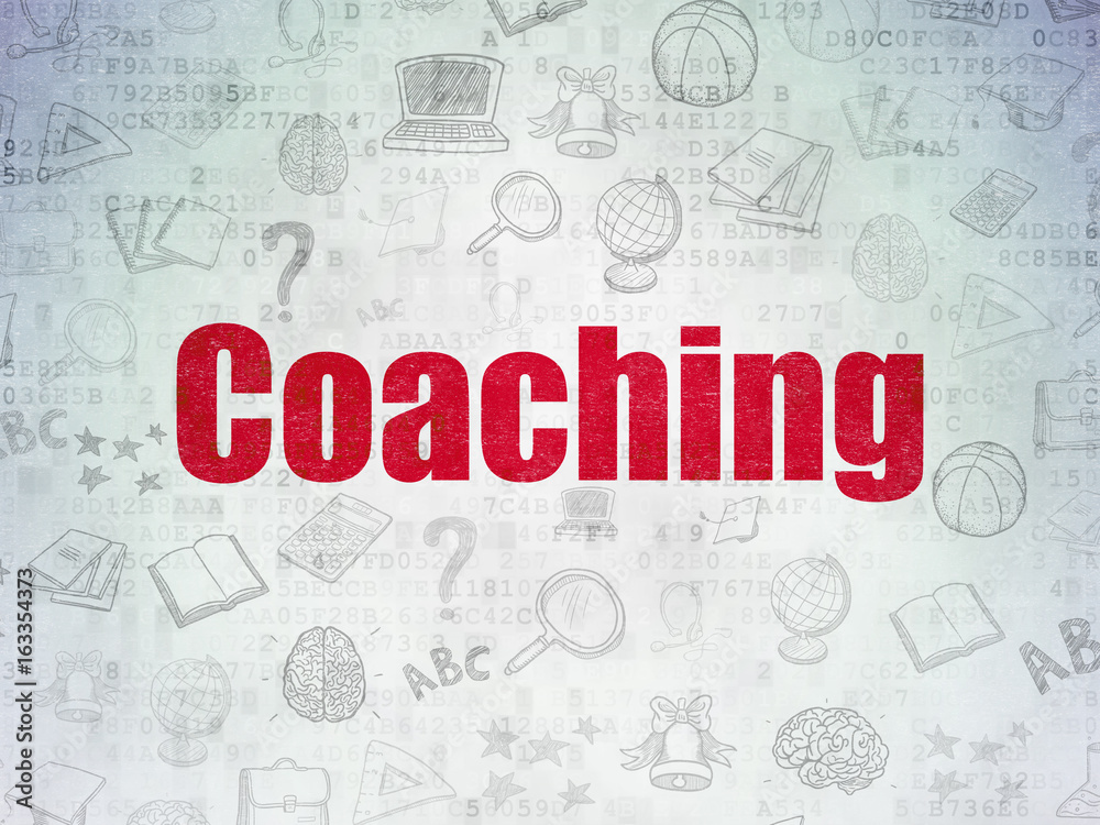 Education concept: Coaching on Digital Data Paper background