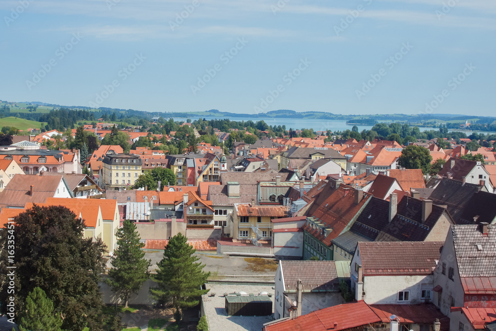 Top view of the beautiful old city with red-tiled roofs