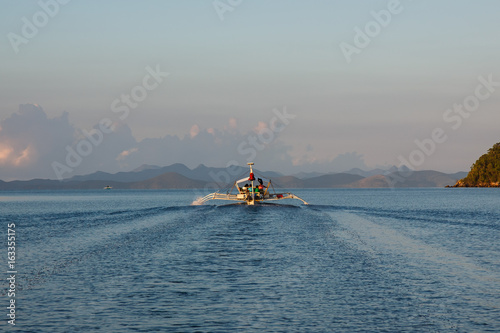 Philippines bangka boat at sunrise time photo