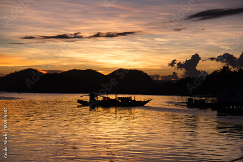 Philippines bangka boat at sunrise time