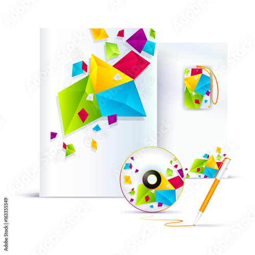 Corporate booklet promotion template with color elements. Vector company brichure business style for advertising, report or guideline. Stationery template with abstract pattern theme illustration. photo