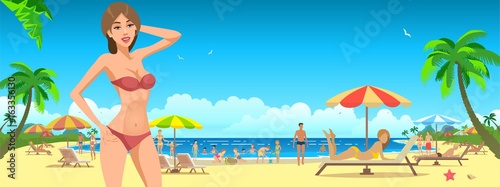 Bikini girl. People are on holiday.