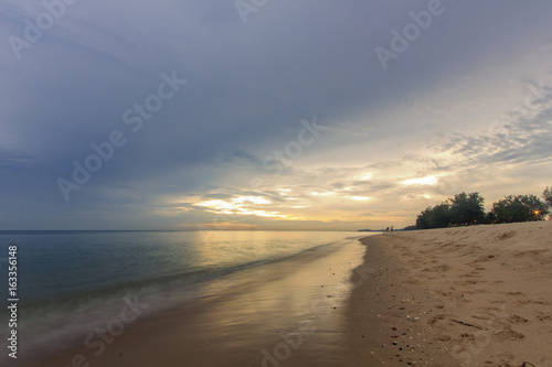 landscape of sea beach and sky at dawn ; Songkhla Thailand (slow shutter speeds)
