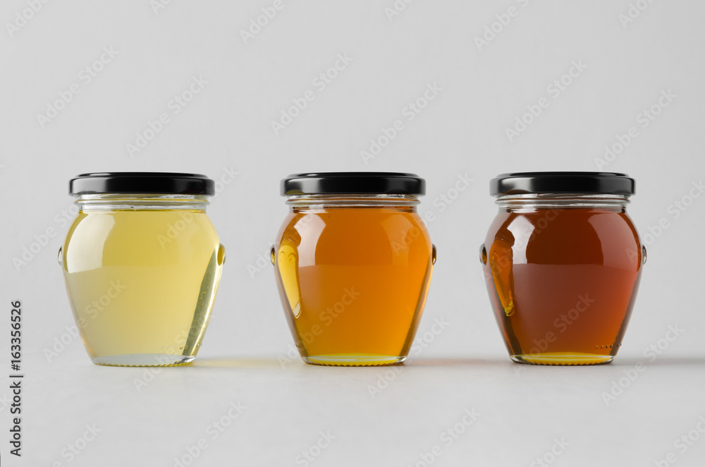 Honey Jar Mock-Up - Three Jars Honey Jar Mock-Up - Three Jars