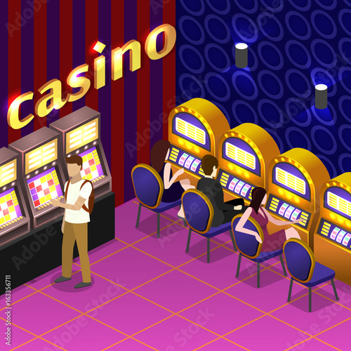 Men and women play slot machines in casinos