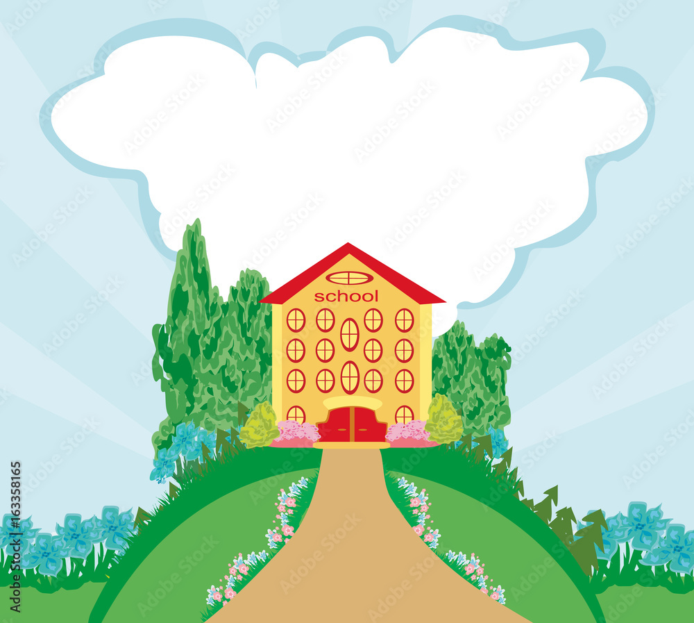 Naklejka premium Funny school building