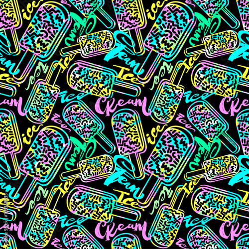 Ice cream geometrical  seamless pattern.