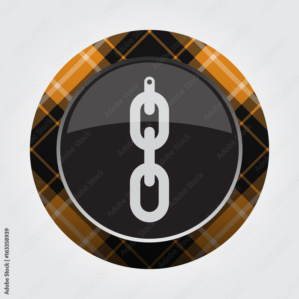 button orange, black tartan - chain with hole