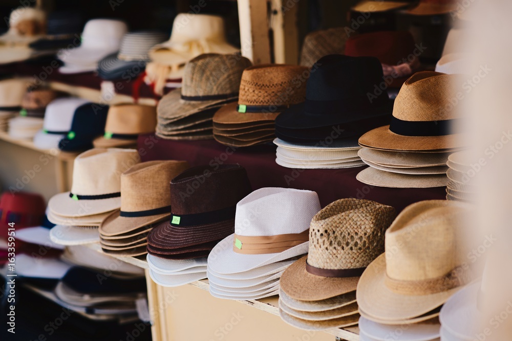 Shop selling summer straw hats