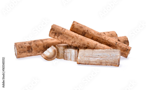 Burdock roots isolated white background.