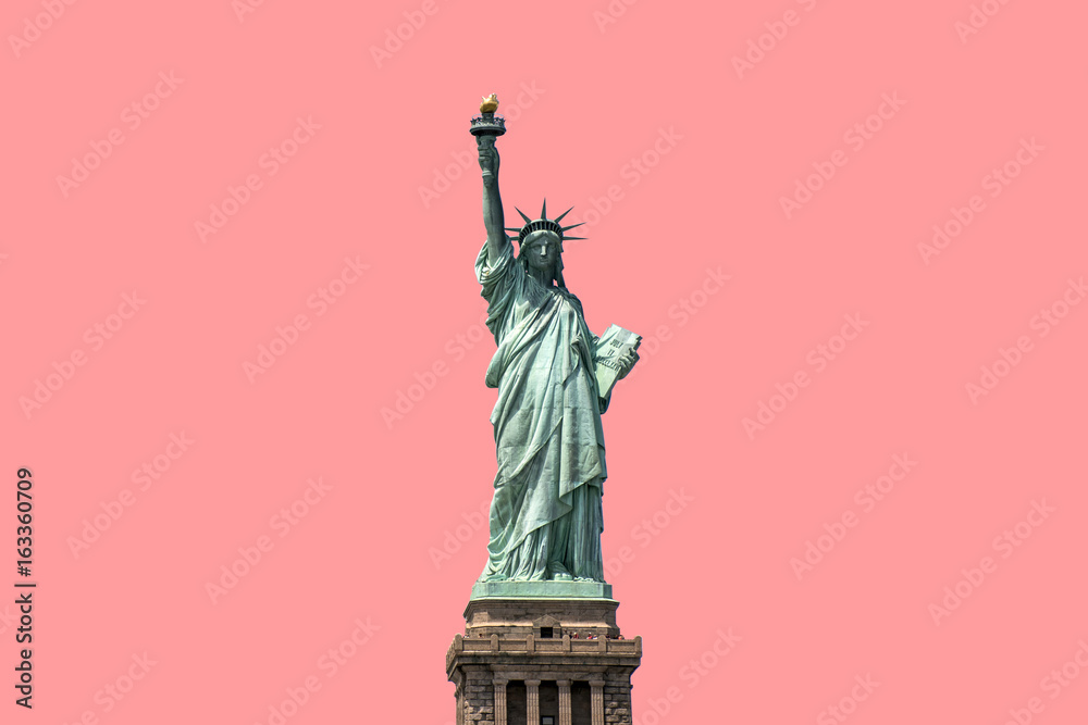 Fototapeta premium isolated Statue of Liberty on pink background New York City USA