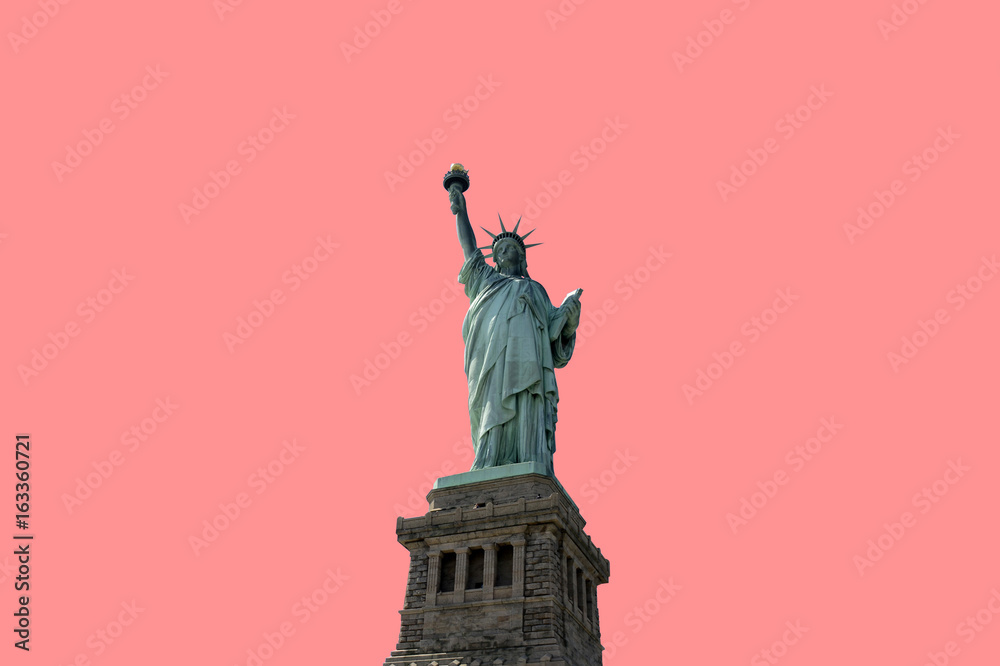 Fototapeta premium isolated Statue of Liberty on pink background New York City USA