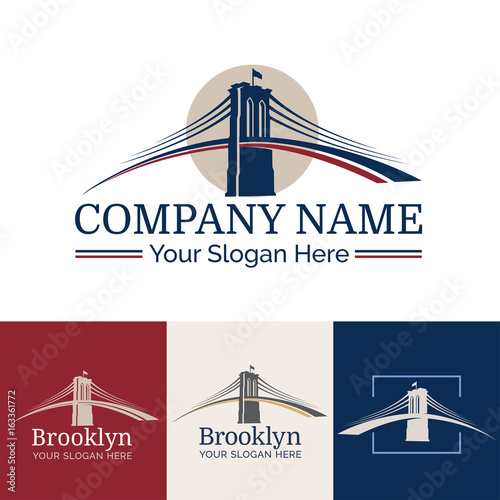 Logo Brooklyn. New York symbol - Brooklyn Bridge - vector illustration
