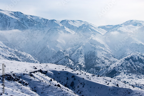 Snowy mountains of Tien Shan in winter