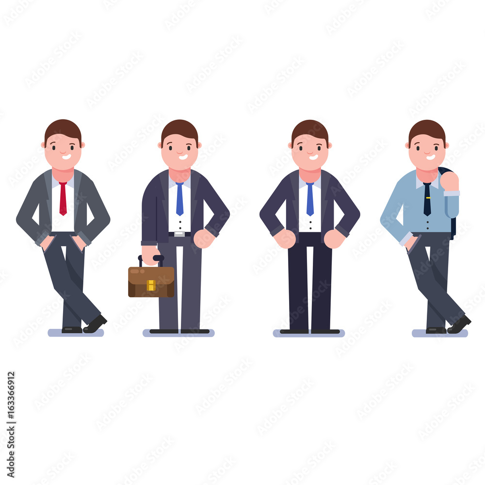 Set of business people isolated on white. Collection of men, dressed in business style. Business men smile. Set of business people isolated on white. Collection of men, dressed in business style. Business men smile.