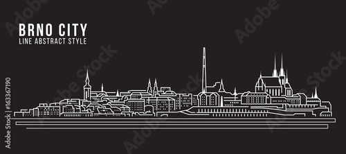 Cityscape Building Line art Vector Illustration design - Brno city photo